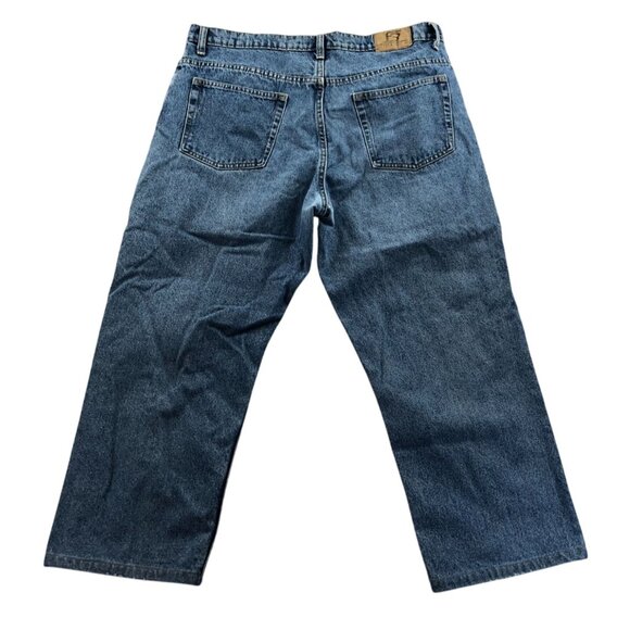 Full Blue Mens Jeans 38x30 Relaxed Fit Straight Leg Blue Denim Cotton Casual - Picture 2 of 16